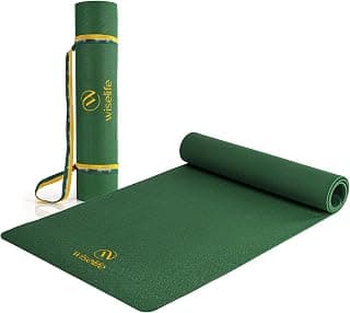 WiseLife Classic Eco-TPE 6 MM Yoga Mat with Yoga Strap for Men & Women | Extra Thick, Long & Wide Non-Slip, Anti-Tear Exercise Mat for Home, Gym, Workout, Fitness, Yoga & Pilates (Green)
