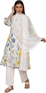 W for Woman Self-Design Lace Trim Straight Dupatta