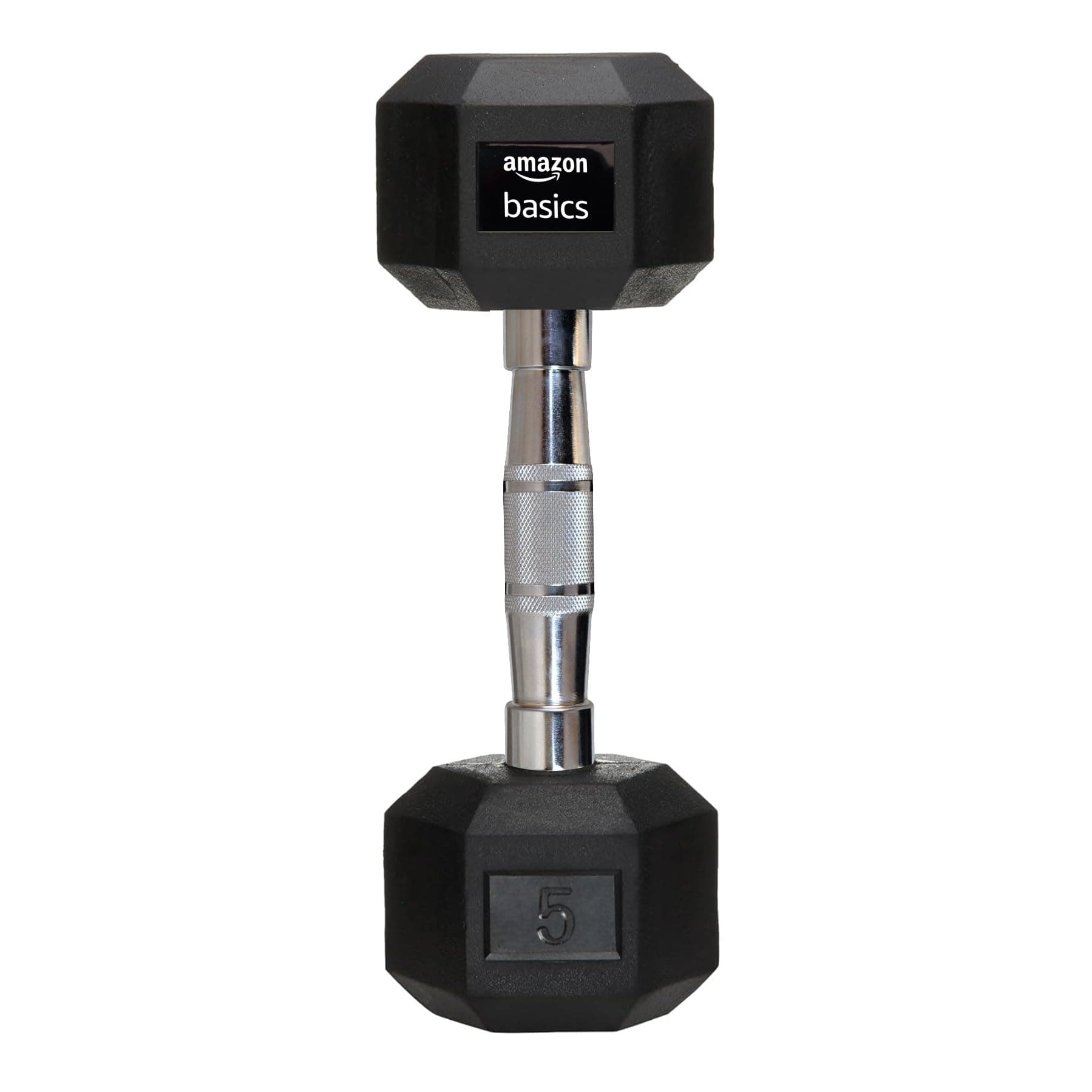 amazon basics Rubber Encased Hex Dumbbell Weight Set Of 1, 5 Kg,Black