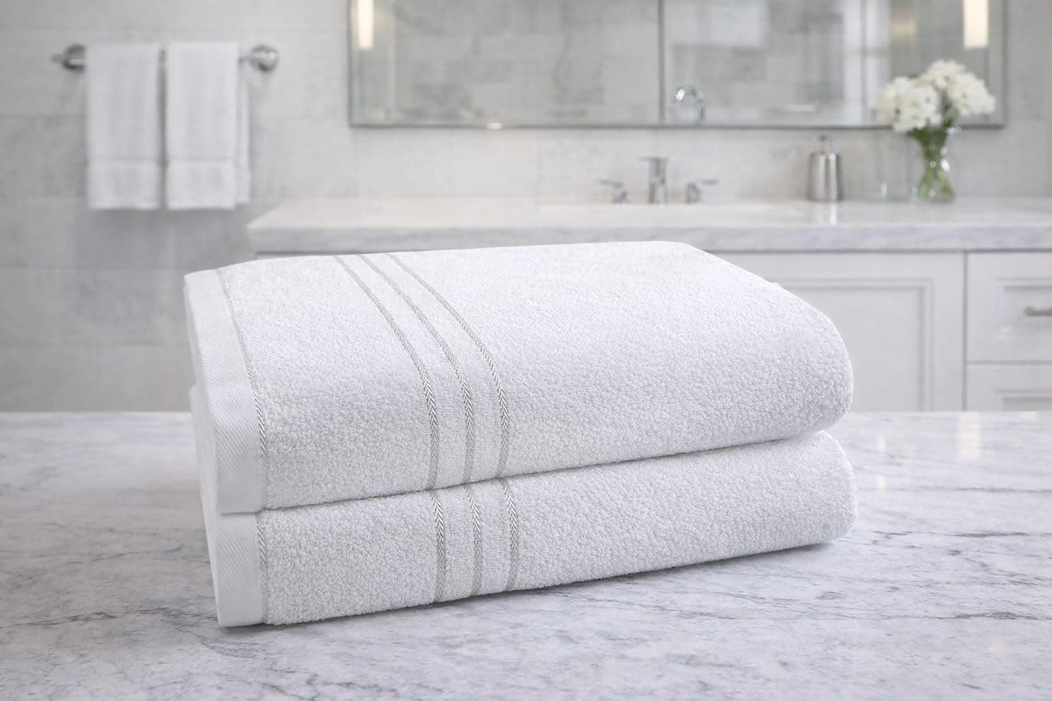 Ally Vinny Cotton Bath Towel Large Size 36 x 72 Inch | 500 GSM Super Soft Quick Dry | Highly Absorbent Bathing Towel for Men & Women Premium Large Bathroom Towel - White (Pack of 2)