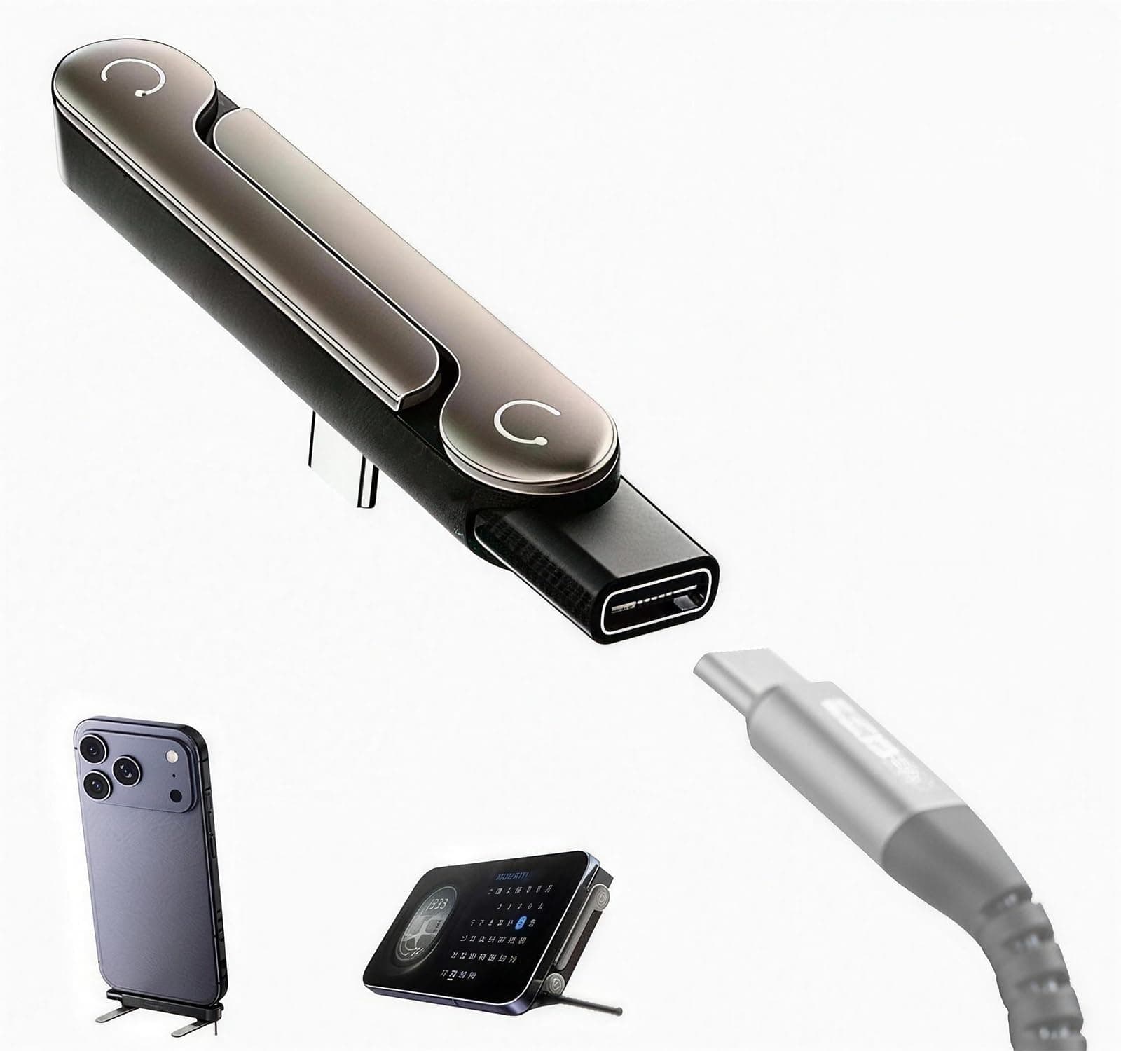 XIMAND Detachable 2 in 1 USB C to USB C Cable, 240w Stand Data Cable for Desk, Invisible Foldable Holder Charger Cable with 360° Invisible Stand for Gaming Office Car Travel