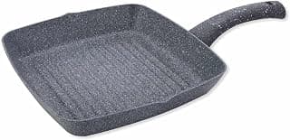 Wonderchef Granite Non-Stick Grill Pan 24cm for Kitchen, 1.8L Non-toxic Chemical & PFOA Free, Low-oil Cooking, Scratch-resistant, Gas Stove & Induction Friendly, Soft-Touch Handle, 2-Yr Warranty, Grey