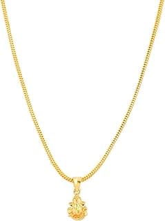 Handicraft Kottage Handikraft Kottage Ganesh ji Pendant With One Gram Micro Gold Plated Brass Pendant Chain for Men, Women & Kids Traditional Jewellery Ganpati Necklace for Daily Wear, Festival & Gifting