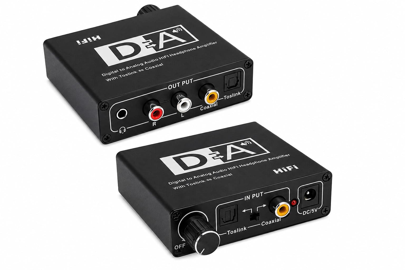 Tobo DAC Optical Coaxial to RCA Audio Converter with Volume and Headphone | Bi-directional Toslink and coaxial, RCA plus 3.5 mm analogue out, headphone amp, PCM only TD-462H