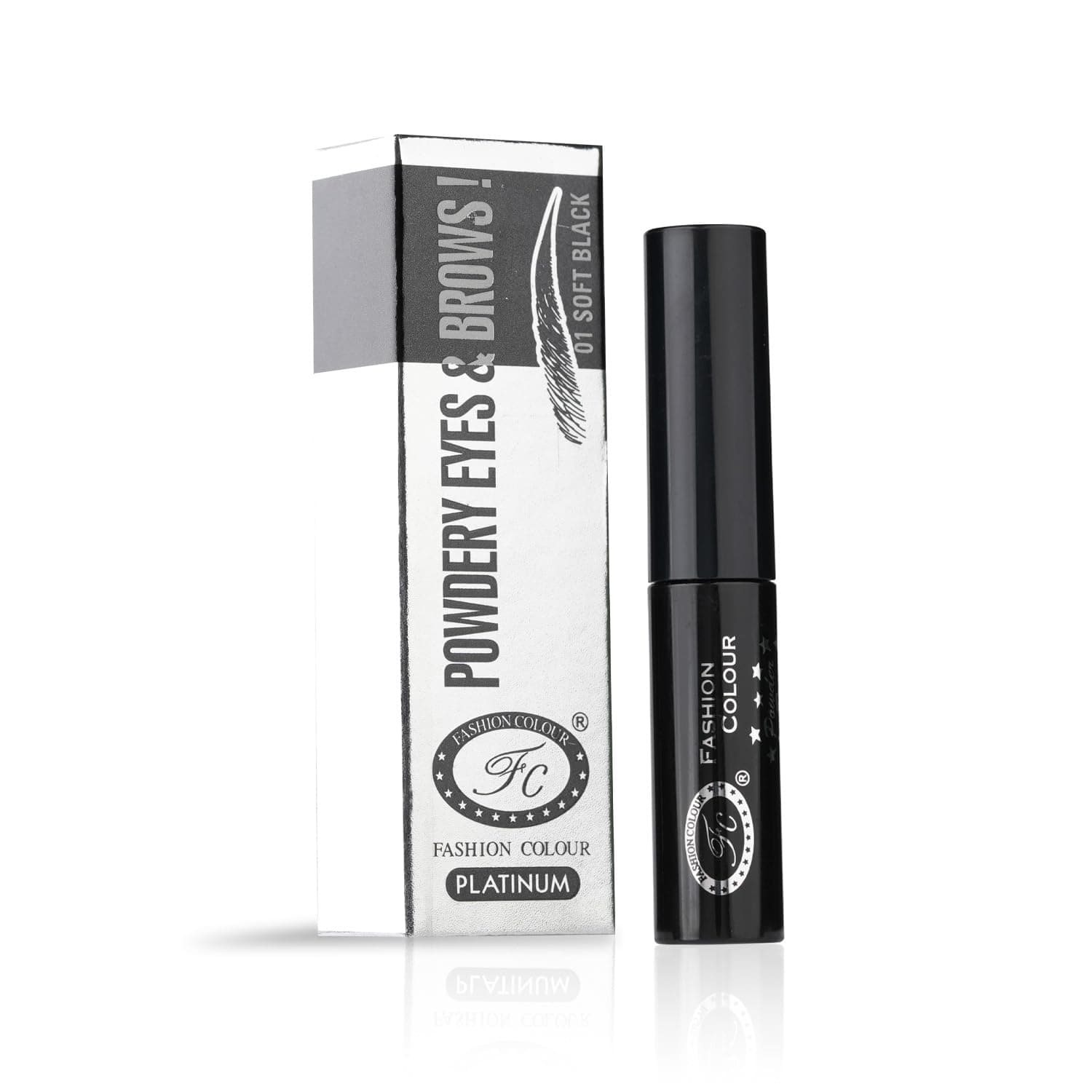 FASHION COLOUR Platinum Powdery Eyes And Brows | 2 Natural Shades | No Parabens or Chemicals | Eyebrow Shaper | Soft Black | 1g