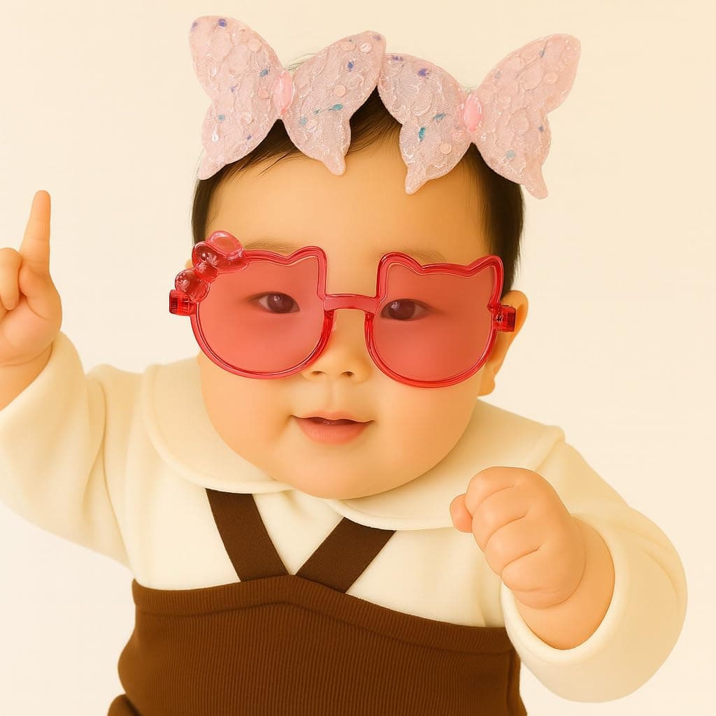 ANNA CREATIONS 1 Kitty Sunglasses and 2 Cute Butterfly Hair Clip for Kids – Hair Accessory for Baby Boys & Baby Girls