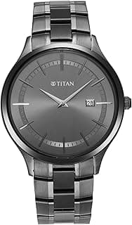 Titan Titan Classique Slimline Quartz Analog with Date Anthracite Dial Black Stainless Steel Strap Watch for Men - NT90142QM02