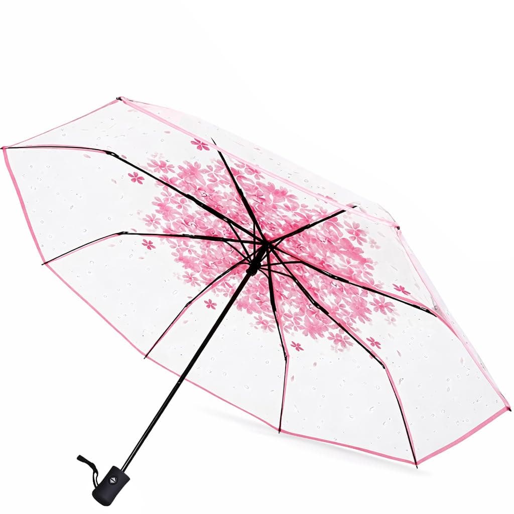 Contacts Transparent Windproof Travel Waterproof Canopy, Strong Fiberglass Frame Portable Umbrella for Rain