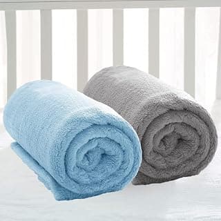 BSB Home Premium Plush Baby Blanket Wrapper for Girls & Boys| Toddler Blankets - Newborn Blanket, Soft &ÿLightweight, Crib & Stroller| 75x100 cm - Pack of 2 Pcs - Aqua & Grey, Fur| TC - 230