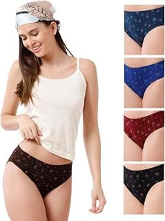Rupa Jon Jon Ashwarya Printed Panties for Women, 100% Cotton Fabric, Anti-Bacterial, Pack of 5