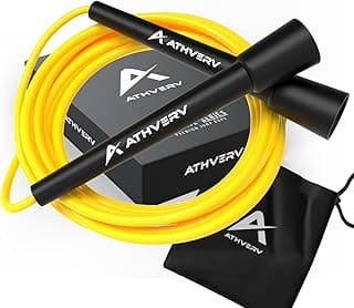 Adjustable Skipping Rope for Men, Women & Kids – Speed Jump Rope for Exercise Workout & Weight Loss (Yellow/Black) - Handle Material: Plastic