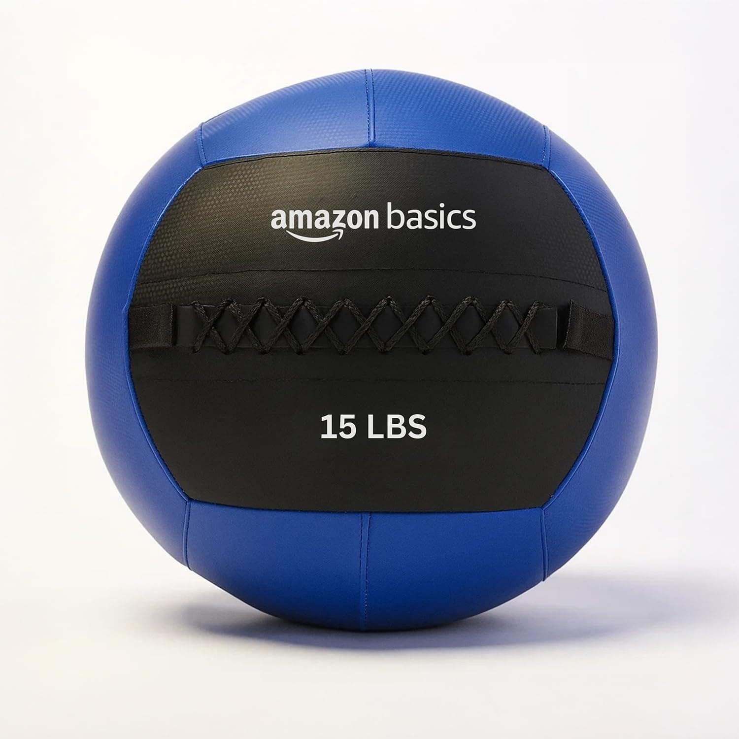 Amazon Basics 15 lbs Exercise Wall Ball | Slam Ball | Durable Stitched Composite | Premium SRF Material | Enhanced Grip | Balanced Feel | Strength & Core Workouts | Home & Gym Use | 13'' Dia| Blue & Black