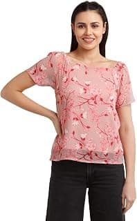 Zink London Women's Pink Floral Print Regular Top