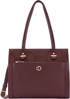 Caprese Bambi Medium Snake Textured Satchel Bag for Women | Elegant Multi-Compartment Shoulder Handbag with Adjustable & Detachable Strap | Zipper Closure | Perfect for Worl & Travel