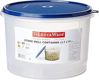 Signoraware Storewell BPA Free Plastic Container | Airtight & Leakproof | Transparent Body | Maintain Freshness | Perfect for Pantry Storage | Best for Flour, Rice & Pulses (3.5 Ltr | ModBlue)
