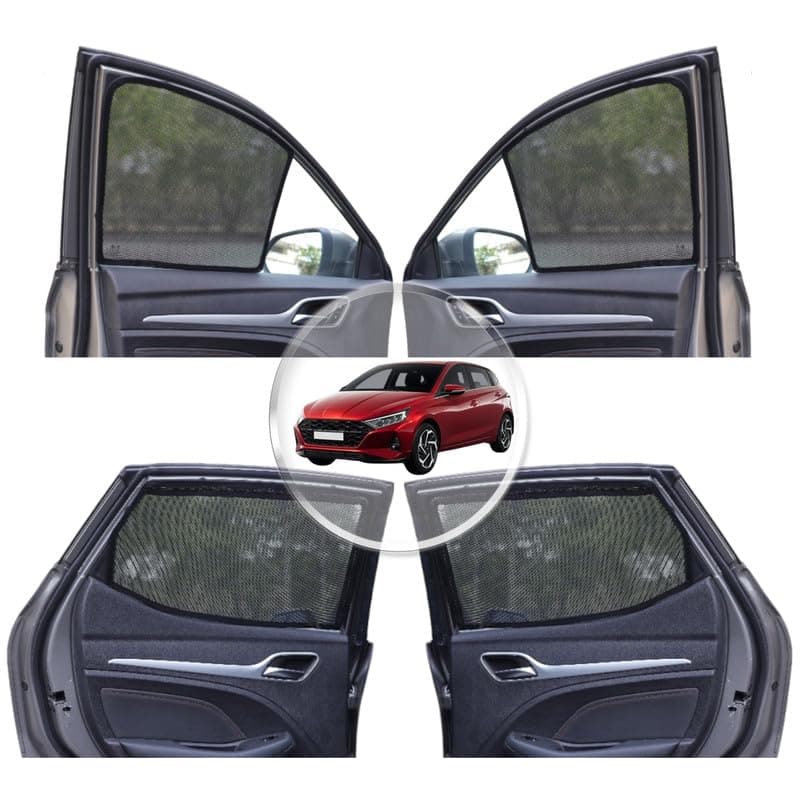 NEODRIFT 'NeoShade' Magnetic Car Sunshades for Hyundai i20 (2020-2026) (Set of 4 - Front & Rear - Zipper Only on Rear Row)(UV Protection, Magnetic Grip, Privacy & Heat Control)