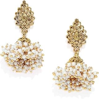 ZAVERI PEARLS Antique Gold Tone Traditional Jhumki Earring For Women-ZPFK7450