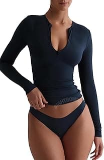 SIGHTBOMB Microfiber Ultra Soft Round Neck Front Zip Long Sleeve Cuddle TEE Active WEAR/Casual WEAR TOP for Women