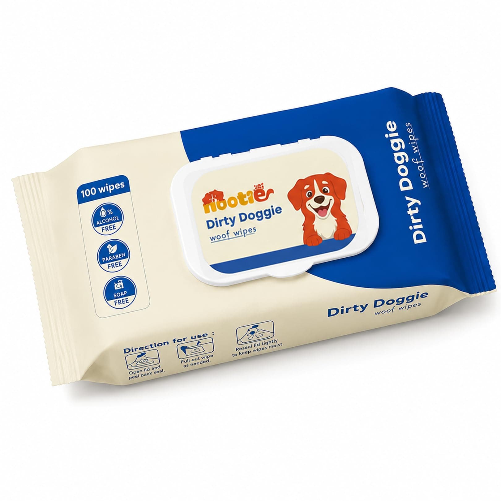 Nootie Anti-Bacterial Grooming Wet Pet Wipes for Dogs, Puppies & Pets with Fresh Apple Scent Dry Bath, Paw Cleaning and Daily Care (100 PCS. Wipes/Pack)