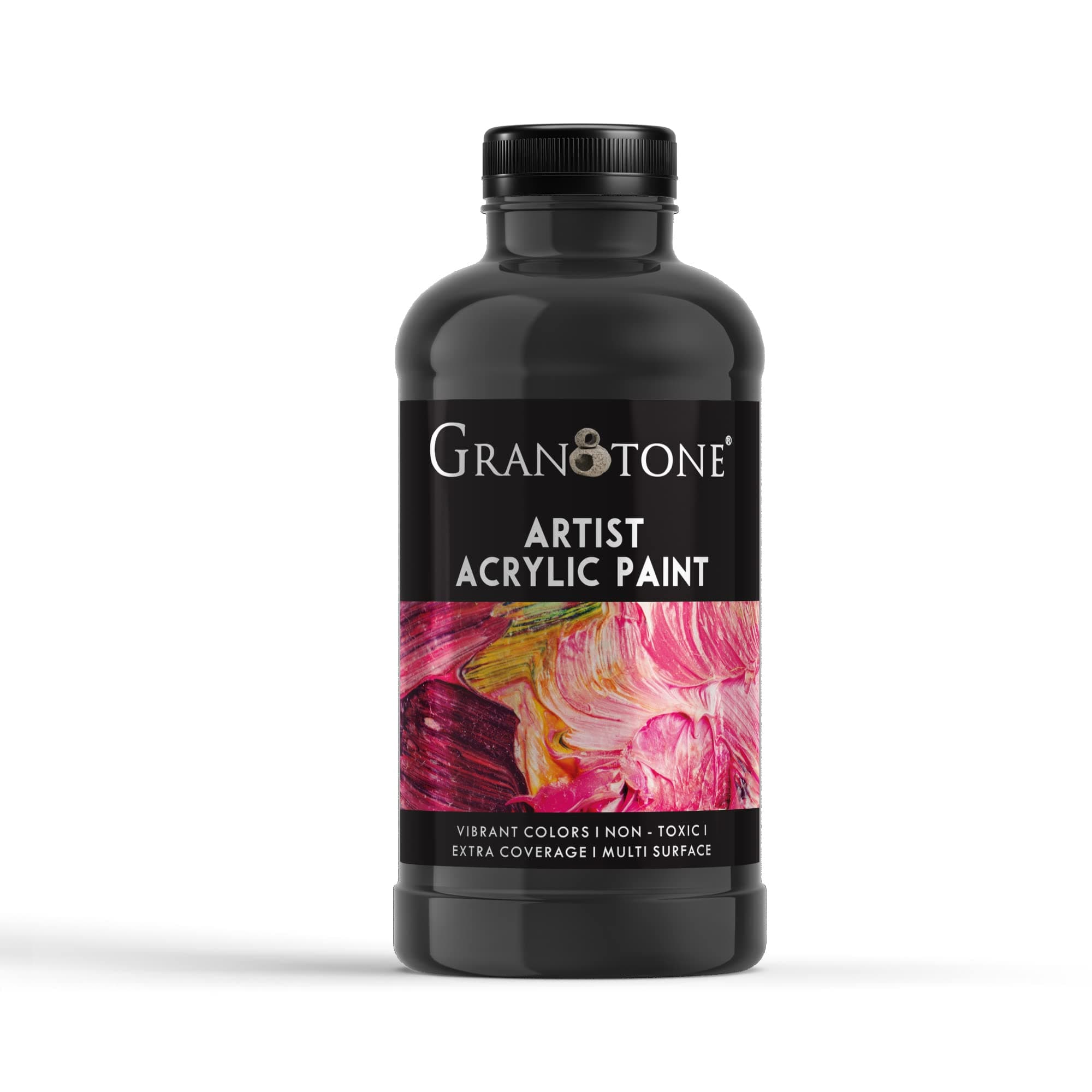 GRANOTONE Acrylic Colour | 500 ml (Black) | Rich Pigment, Non-Cracking | Ideal for Art & Craft, DIY Projects | Suitable for Canvas, Wood, Leather, Earthenware, and Metal