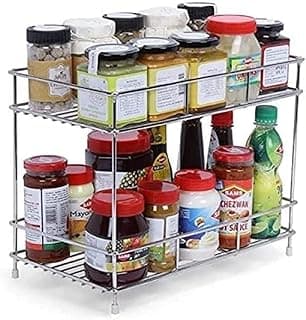 12FOR COLLECTION Stainless Steel 2 Tier Countertop Kitchen Rack|Pantry Storage Organizer | Multipurpose Storage Organizer | Kitchen Racks | Kitchen Organizer | Kitchen Accessories Rack, Tiered Shelf