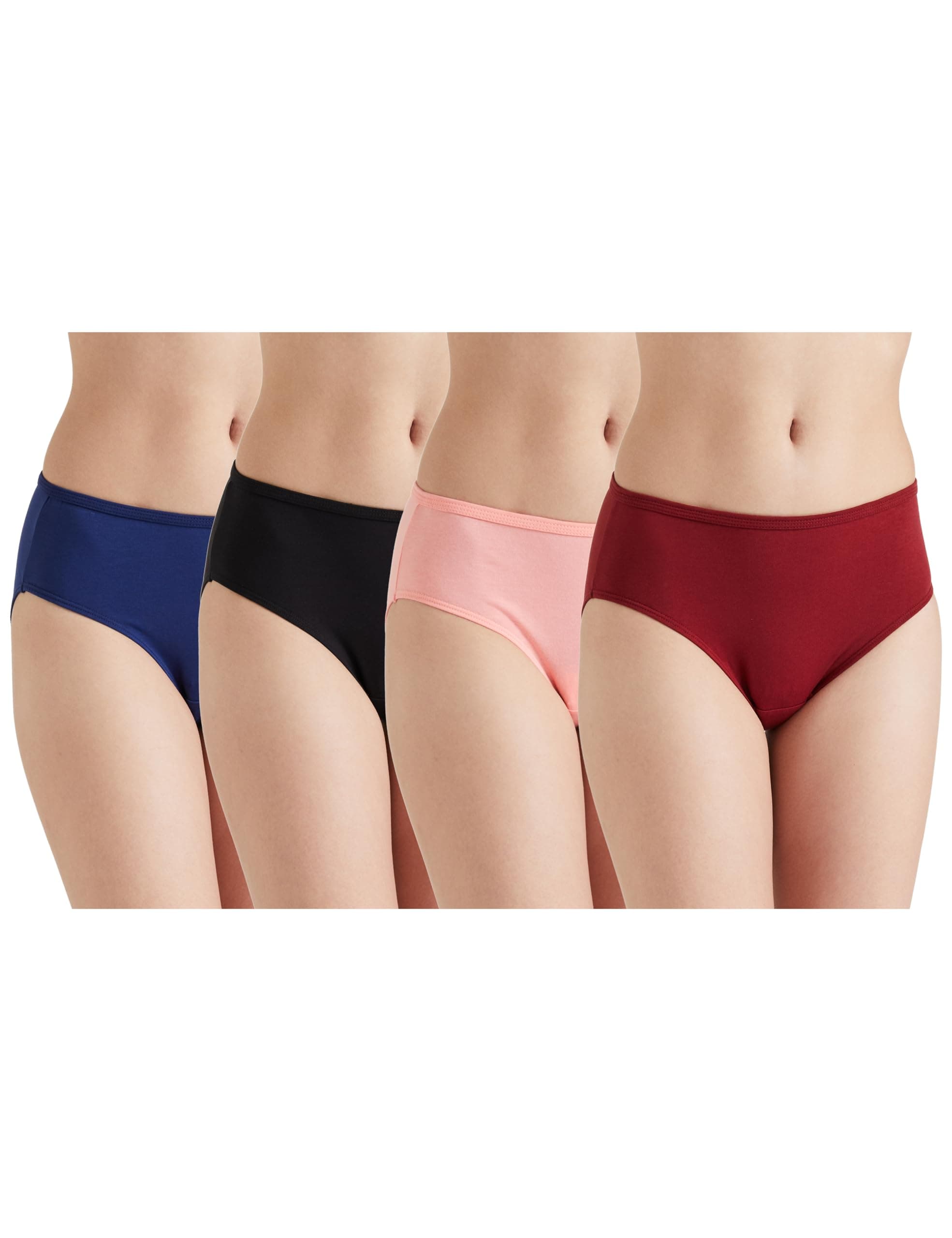 Amazon Brand - Symbol Women Cotton Stretch Mid Waist High Coverage Hipster with Concealed Waistband (Available in Plus Sizes)