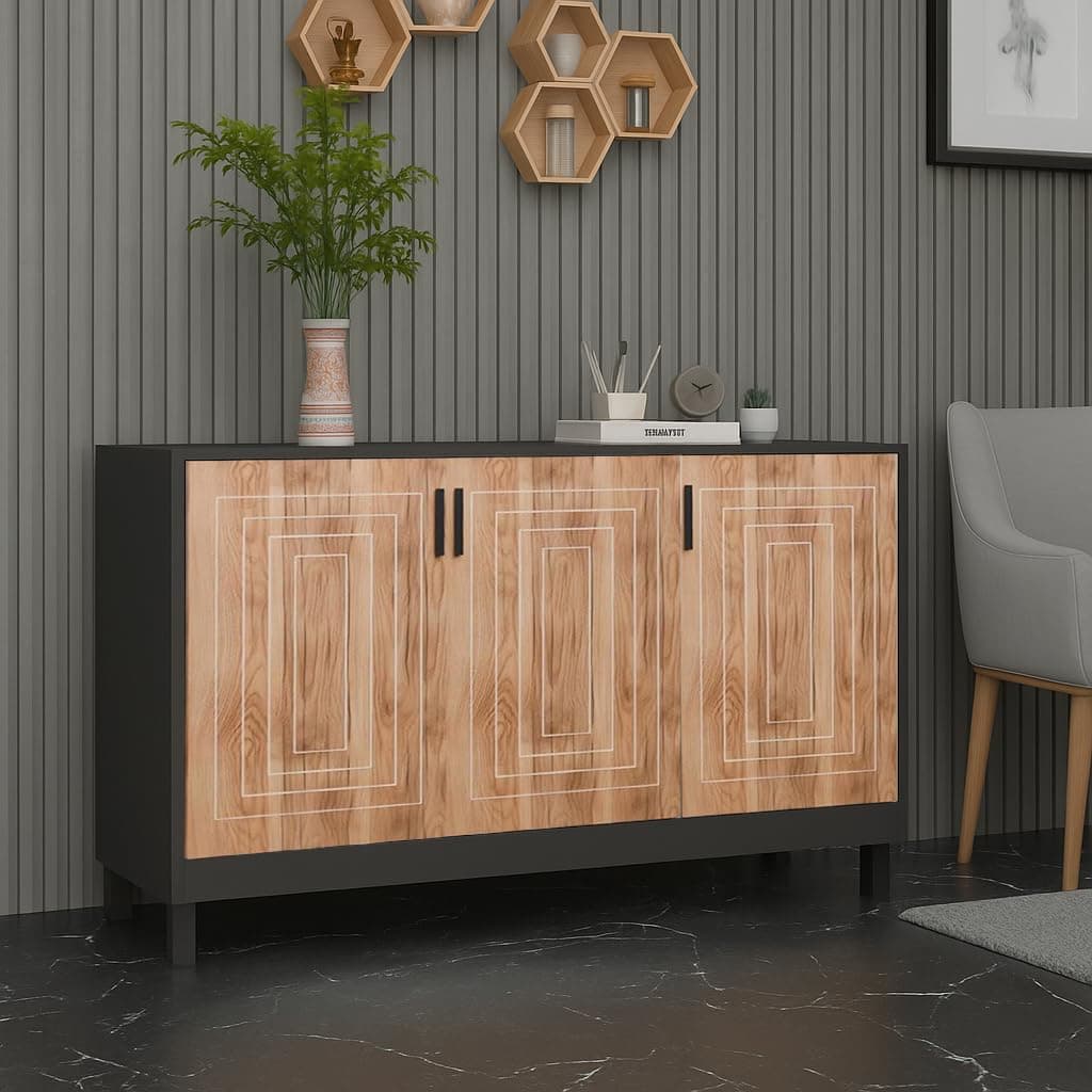 Klaxon Wooden Shoe Rack with Door and Lock, Engineered Wood Shoe Cabinet for Entryway, Hallway and Bedroom, with Adjustable Shelves and Installation, (SR 3DR Oak Black)
