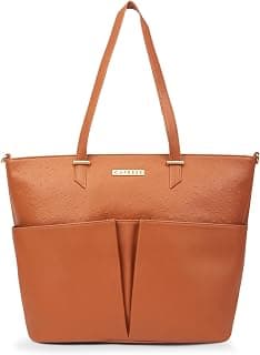 Caprese Ostrich Large Tote Bag for Women with Adjustable & Detachable Starp | Stylish Shoulder & Handheld Bag | Fits Up to 16 Inch Laptop | Durable, Multi-Compartment Design for Work &Travel