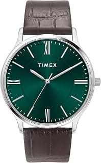 TIMEX TIMEX Analog Watch for man with Green Round Dial & Brown Leather Strap Band Water Resistant Men's Wrist Watches - TWTG105SMU07