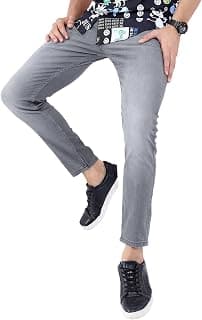 Highlander Mens Tapered Fit Denim Jeans for Man |Jeans Pant Cropped Length|Mid-Rise|Stylish Casual Wear with Stretchable Fabric