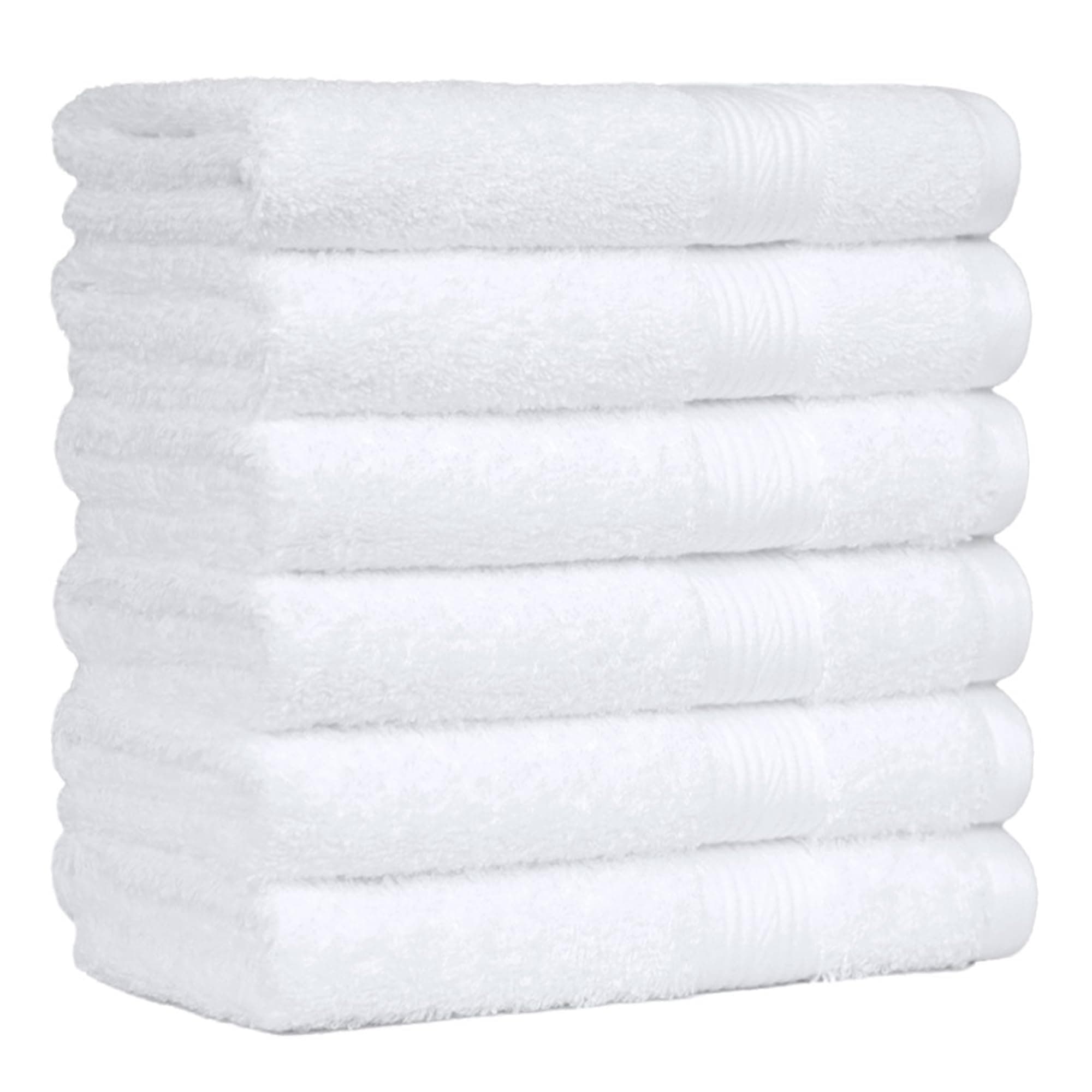 AmazonBasics Fade-Resistant Cotton Hand Towel - Pack of 6, White