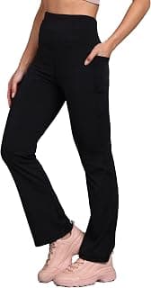 Rock Paper Scissors Premium Flare Gym Pants High Waist Stretchable Flared Leggings with Pockets Gym wear/Active Wear Tights Yoga Pants Womens Workout Tights Gym Tight Black