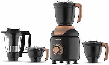Butterfly ZieraBlack 1000 Watt Mixer Grinder | 4 Jars | Uniform Grinding - Tornado Blade & Lid | Smudge Free Jars | Long Lasting Tempered & SS Annealed Jars | Torx23 Motor| 5 Years Warranty