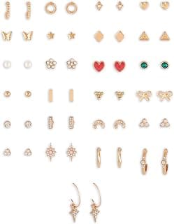 ZAVERI PEARLS Set of 25 Gold Tone Classy Contemporary Studs & Hoop Earrings For Women-ZPFK14668
