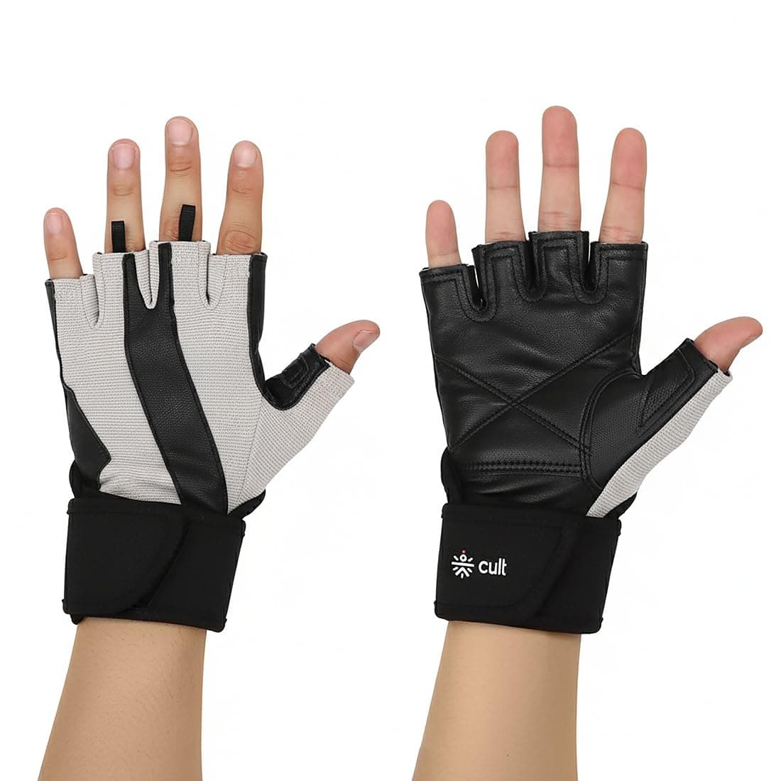 CULT Fitness Training Gloves for Men & Women – Premium Grip Unisex Workout Gloves with Breathable Lycra & Half-Finger Design – Durable, Anti-Slip, Sweat-Absorbent Gym Gloves - Beige