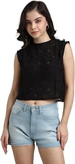 FOREVER 21 Women Self Design Regular Fit Crop Top