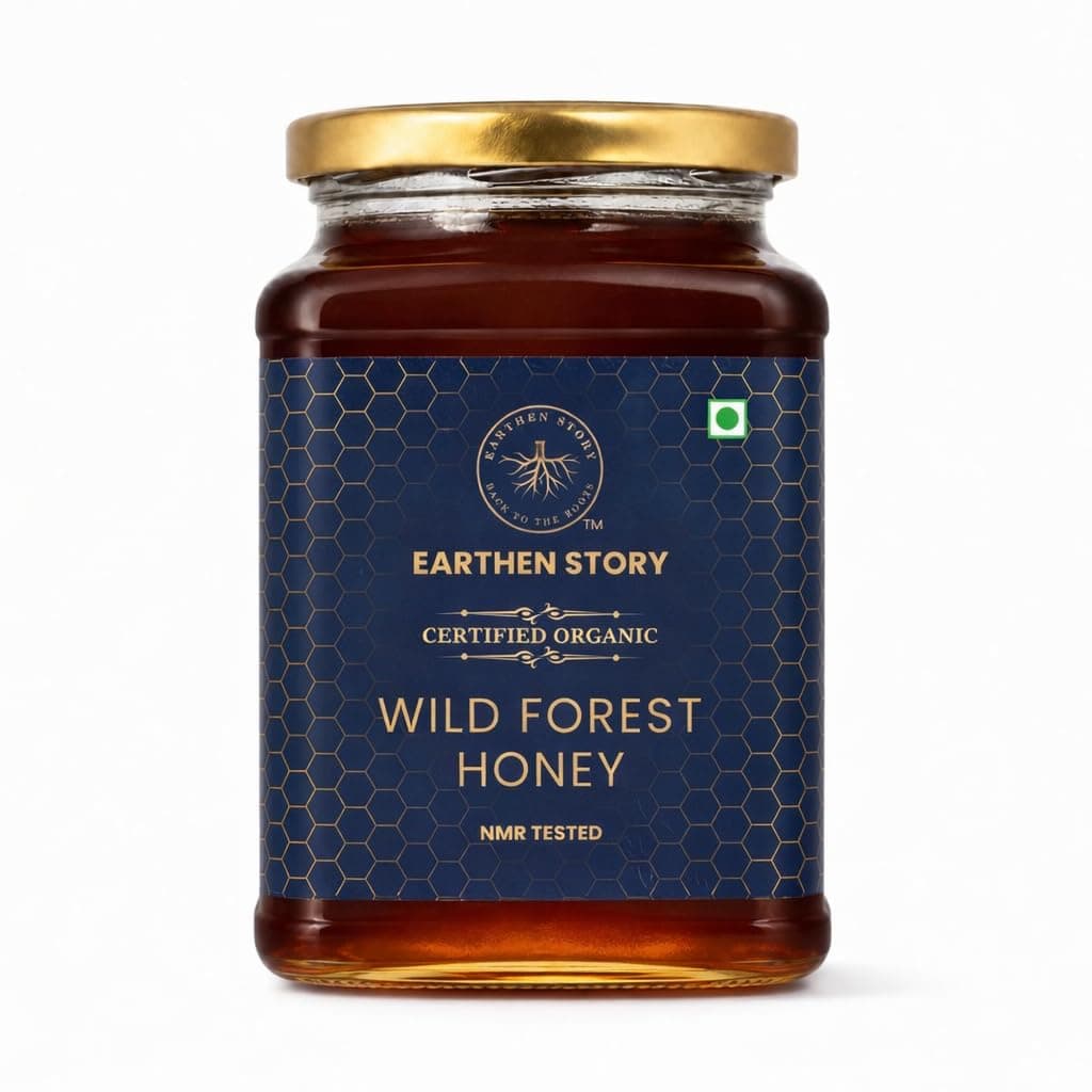 Earthen Story Certified Organic Wild Forest Honey 1 kg | NMR & Lab Tested for 290+ Pesticides | NPOP Approved & Traceable with Transaction Certificate | Raw Honey in Glass Jar