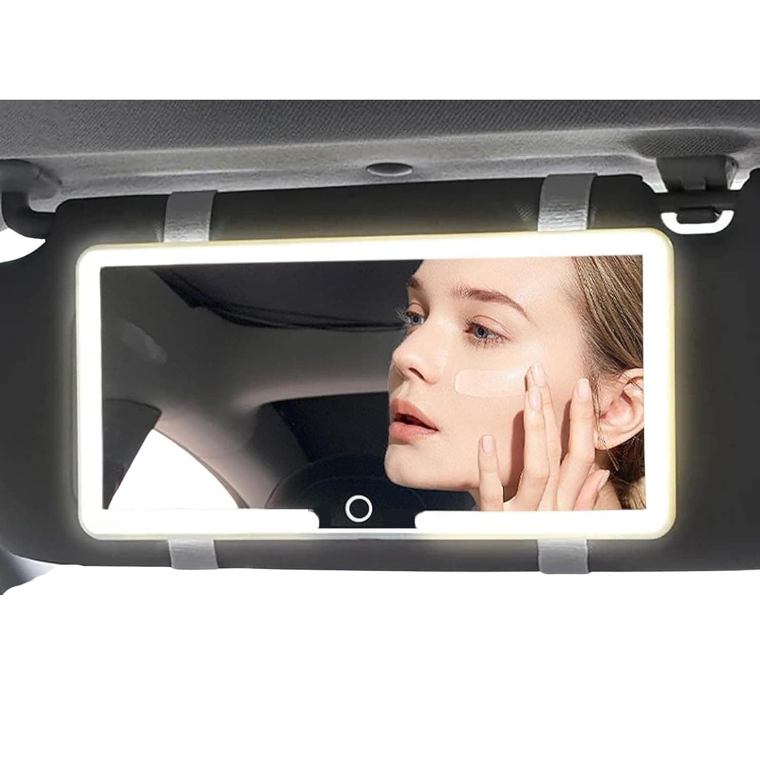 LED Car Sun Visor Vanity Mirror with Rechargeable Battery - 3 Color Light Modes Dimmable Touch Control Makeup Mirror with Adjustable Brightness for Women Universal Fit Car Interior