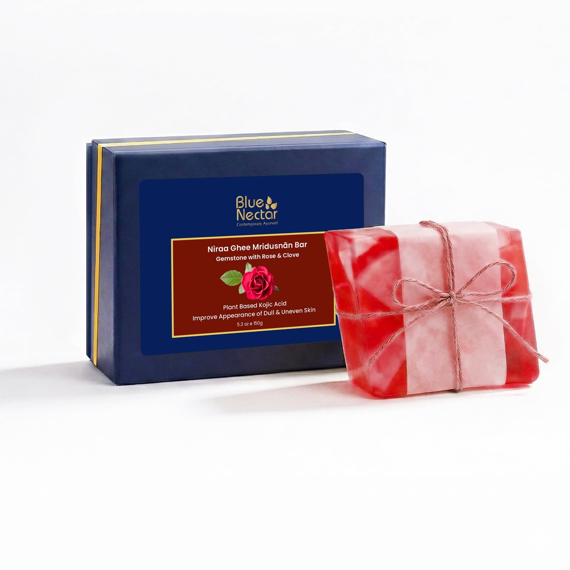 Blue Nectar Rose & Clove Soap Bar | Gentle Bath Soap for Soft, Nourished & Healthy-Looking Skin for Men & Women | With Pure Rose Extract & Clove Oil for Moisturization & Skin Care (150 g)