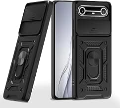 Heavy Duty Back Case Cover for Tecno Pova Slim 5G, Shockproof Tecno Pova Slim Back Cover, Ring Case with Kickstand and Camera Protection Shutter - Black