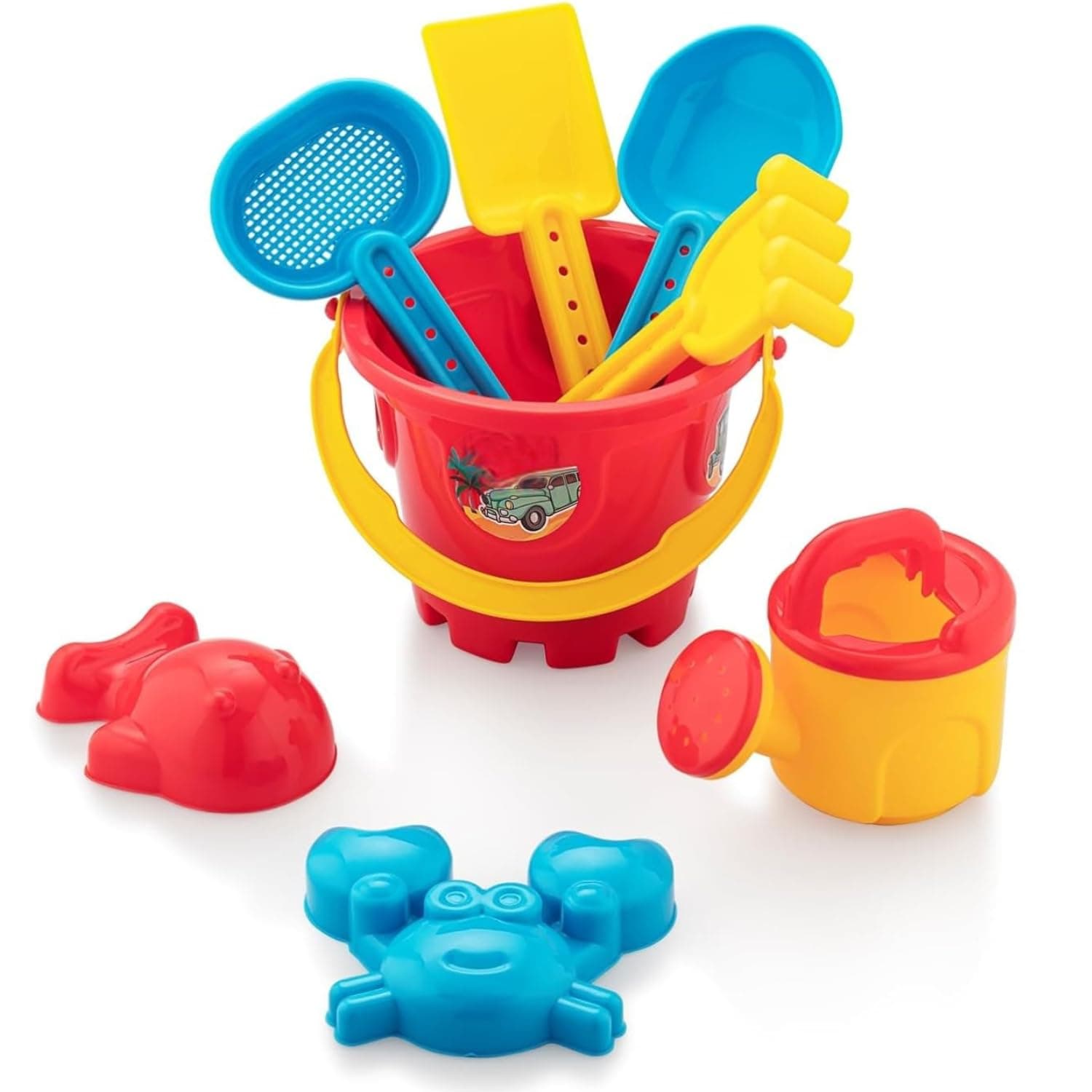 MiniSteps Beach Sand Toy Set for Kids Castle Molds, Gardening & Outdoor Play Kit, JCB Construction Theme (Multicolor)