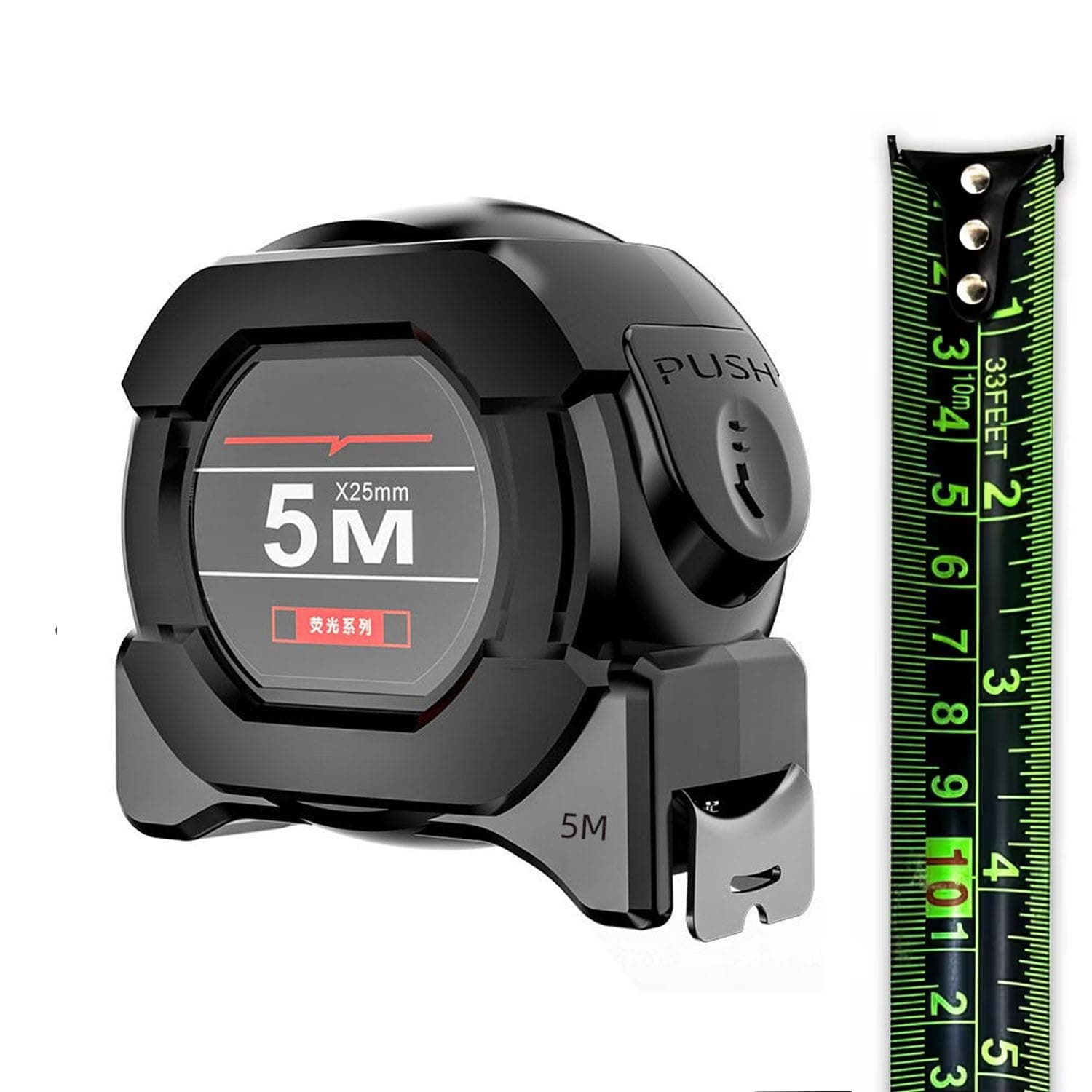 Geek Lab 5 Meter Measuring Tape with Auto-Locking and Retracting Feature, Heavy Duty Unbreakable ABS Case with Belt Clip- One-Man Operation, Measure in Inch & Centimeters.