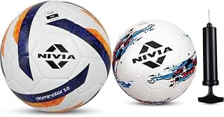 Nivia Ball Pro | Dominator + Storm Football (Size 5) | Match Quality PU | Professional Grade | for Tournament Use | White/Print | FIFA Basic Certified