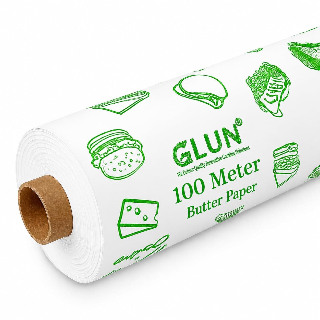 GLUN® Butter Paper Roll 100 Meter, 40 GSM Chemical-Free, Non-Stick Plastic-Free, Wrapping Paper for Baking, Cooking & Food Storage Parchment Paper