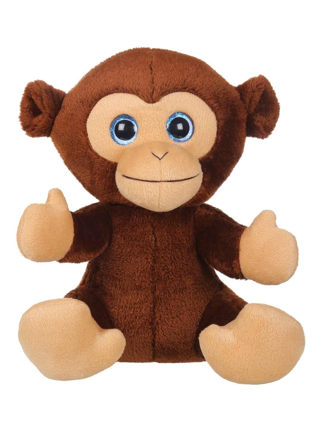 Mirada Dark Brown Cute Plush Stuffed Glitter Eye Monkey Soft Toy - 25 cm