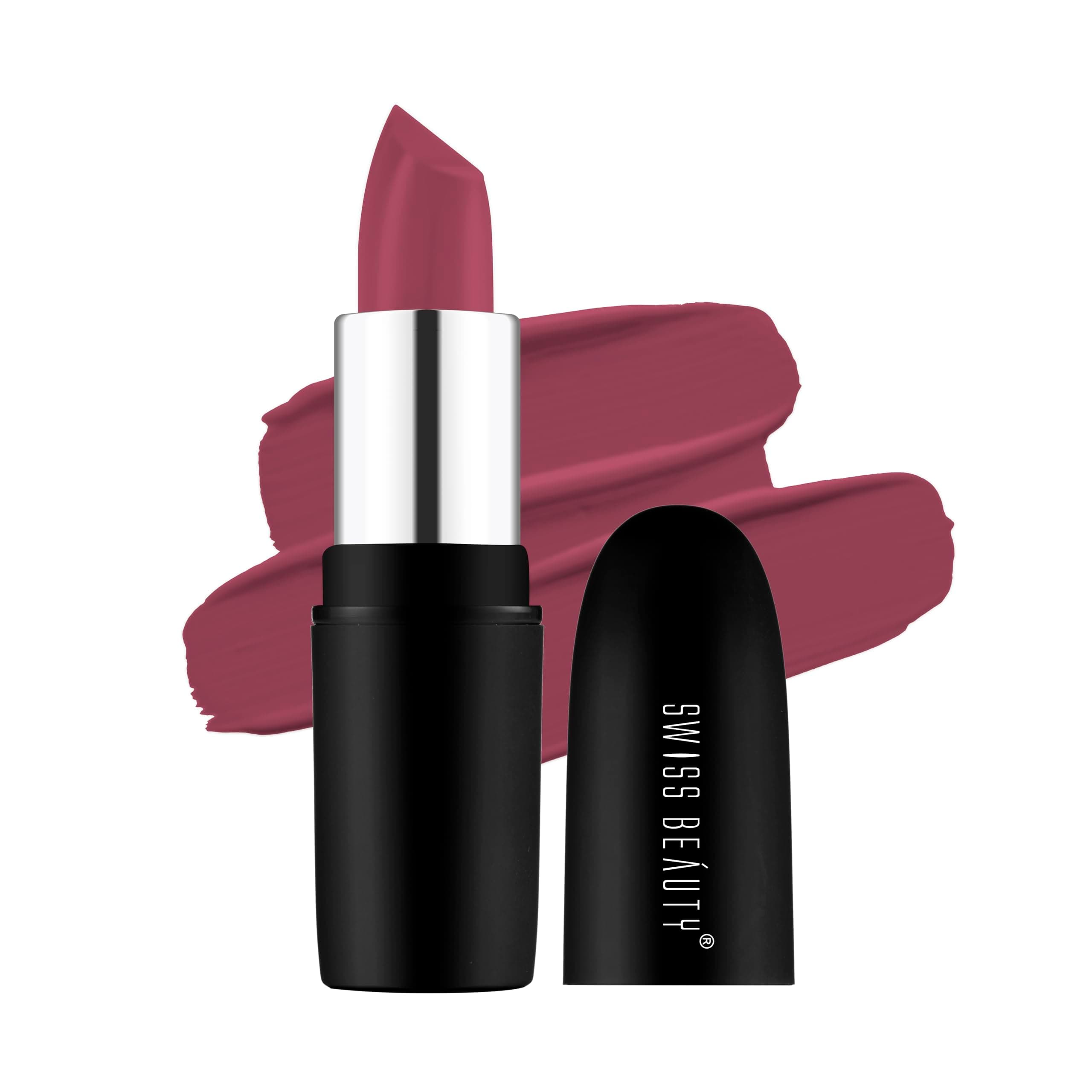 Swiss Beauty Pure Matte Creamy Lipstick | Non-drying, Highly pigmented Lipstick | Shade- Hot Nude, 3.8gm|