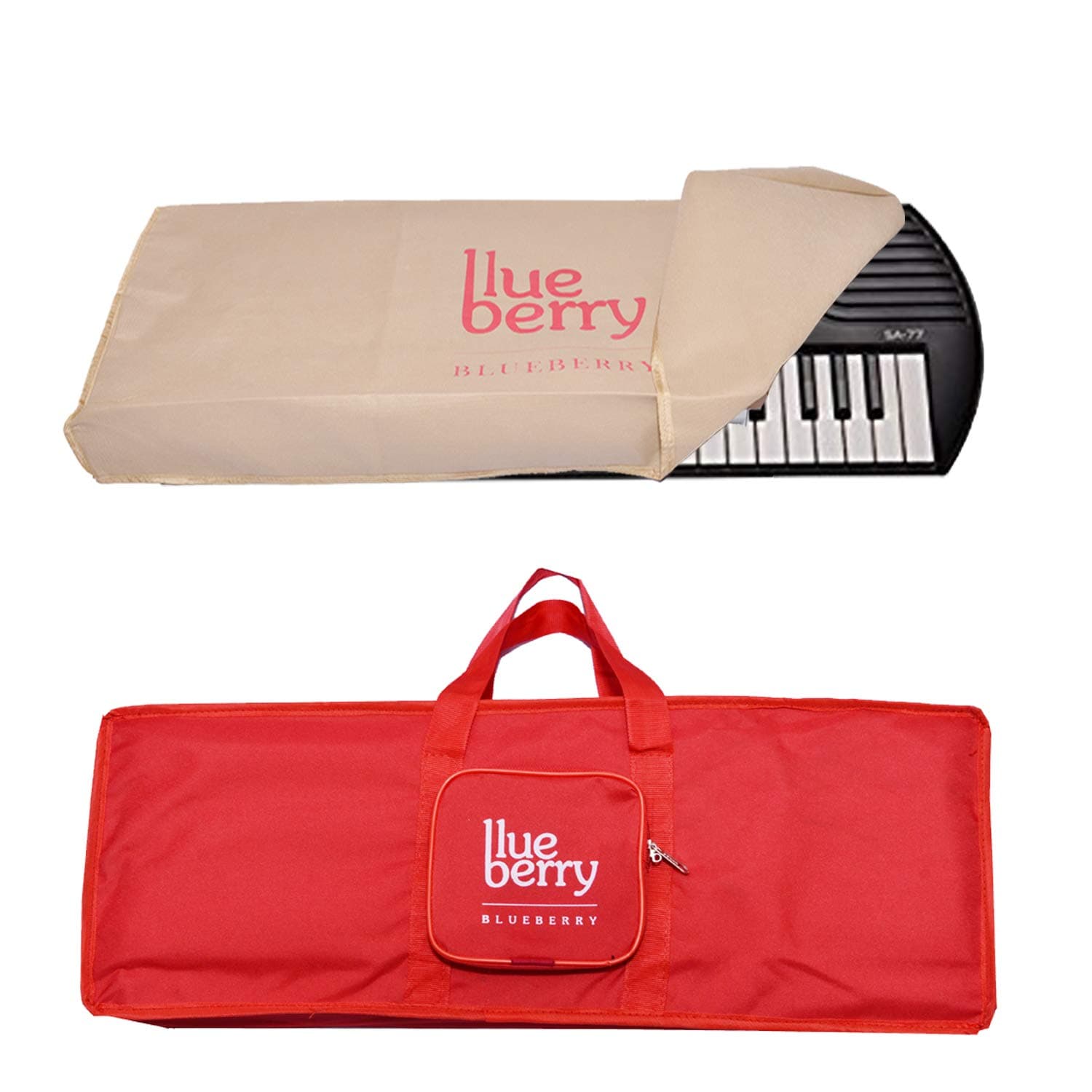 Blueberry KB-20 Padded Gig Cover Keyboard Bag & Dust Cover Compatible with Casio SA-80, Casio SA-81, Casio SA-78, SA-77, SA-76 Keyboard Models (RED)