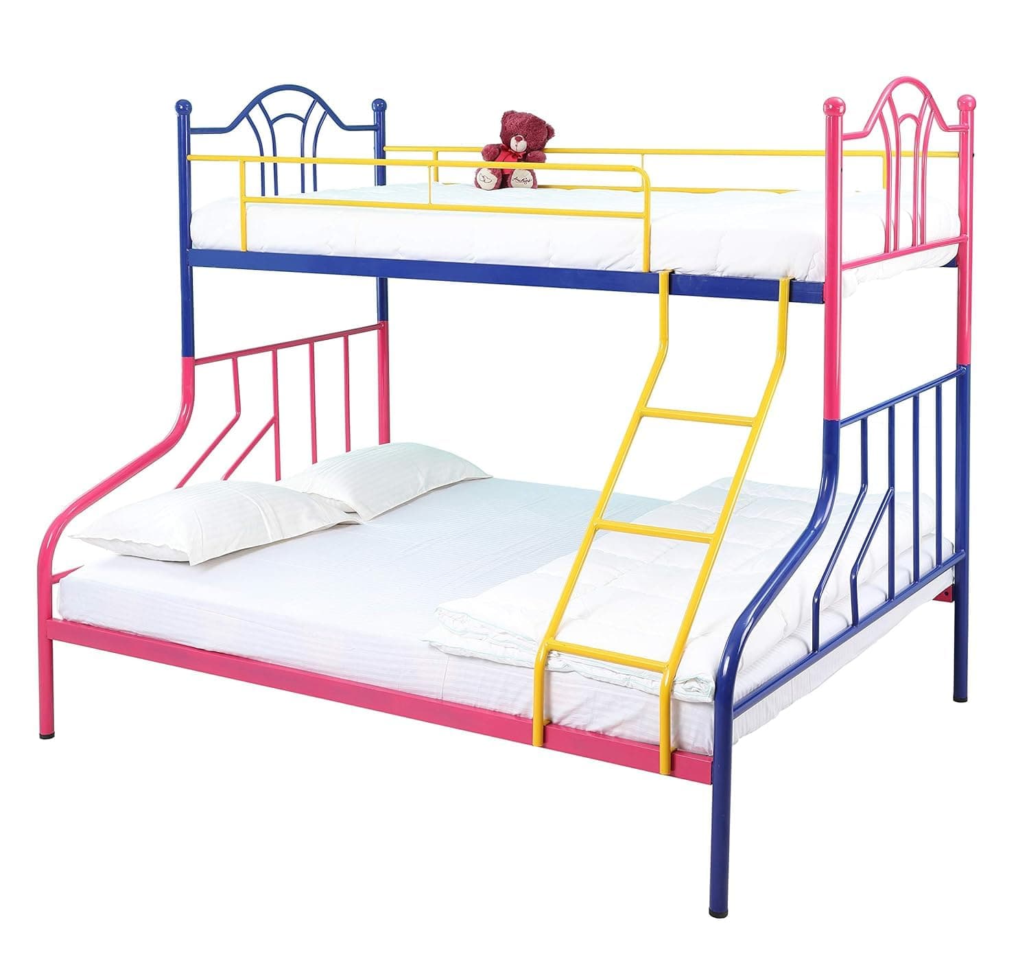 Spacecrafts Convertible 2+1 Bunker Cot | Space Saving Triple Bunk Bed Metal | Powder Coated Steel Bunk Bed | Heavy Duty Hostel & Home Use | Frame Only, Mattress Not Included | Bunk Bed, Convertible
