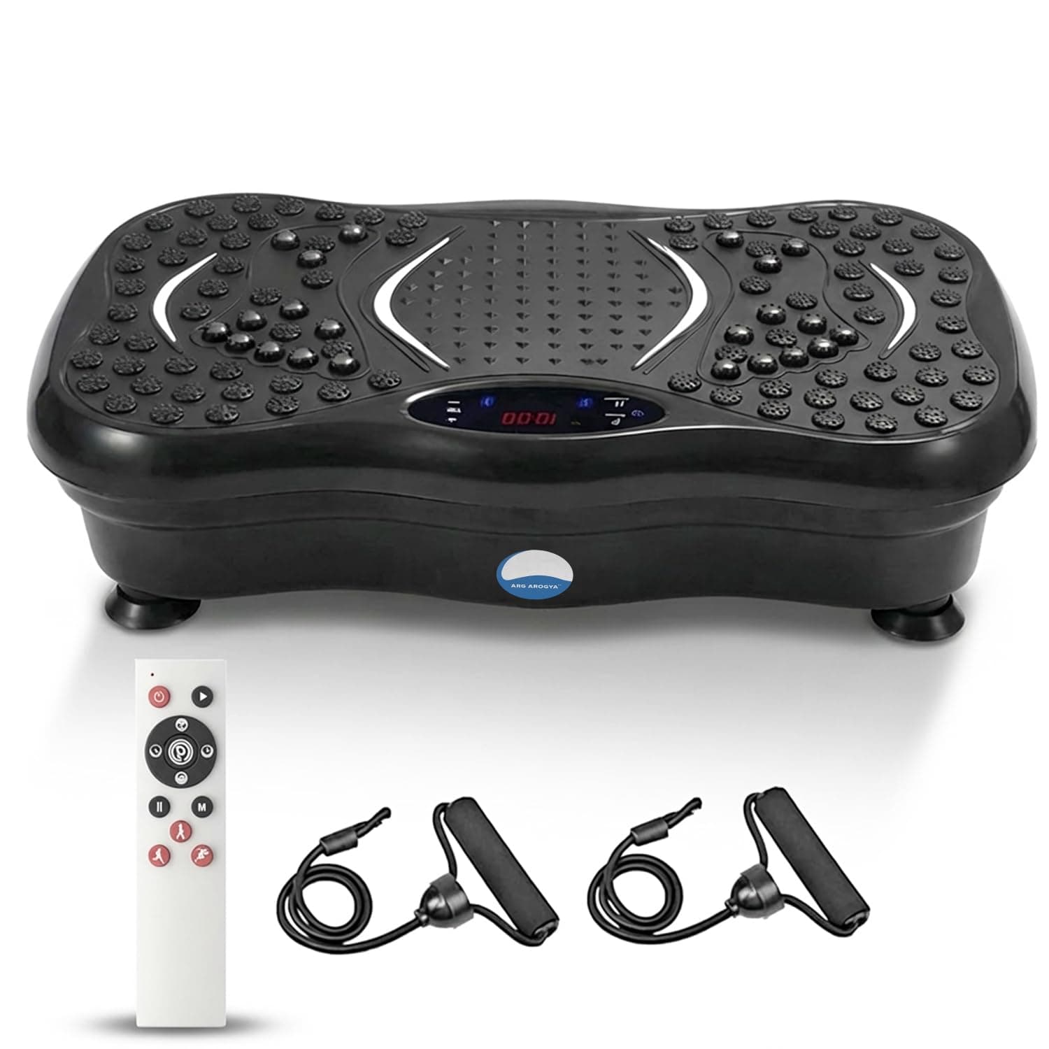 AROGYA Crazyfit Vibration Massager for Full Body Exercise, Calorie Burn, Gym & Home Workout Machine for Muscles Toning, Weight Loss Comes with 5 Program Mode with Remote, 2 Exercise Band