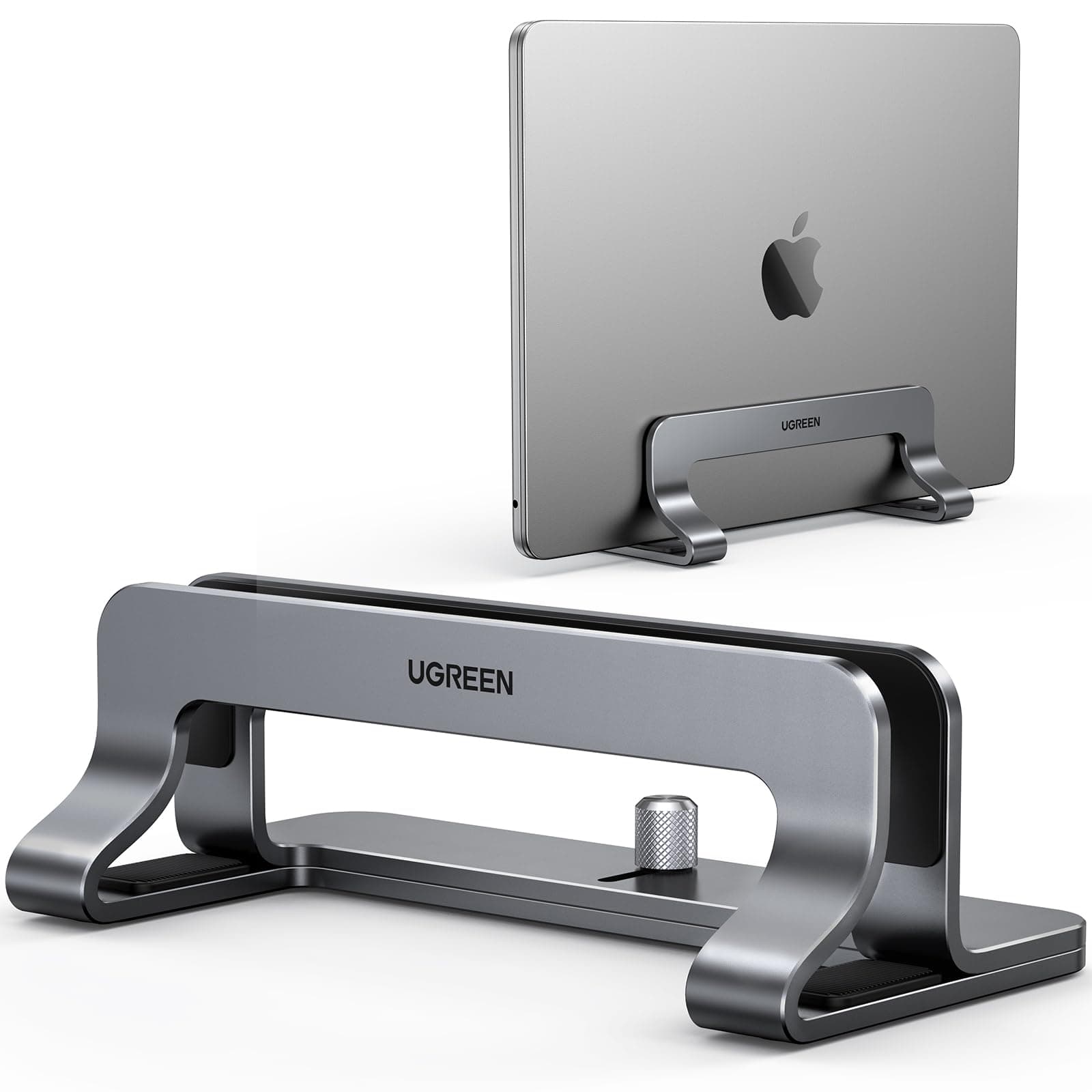 UGREEN Vertical Laptop Stand Holder for Desk Adjustable, Aluminum Dock, Compatible with MacBook, Surface Book, Chromebook, up to 17.3 Inch, Grey